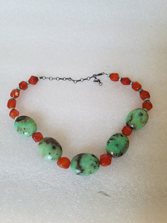 Artisan Made Genuine Carnelian & Zoisite Statement