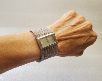 Vintage Chunky Anne Klein Diamond Quartz Mesh Dress Watch