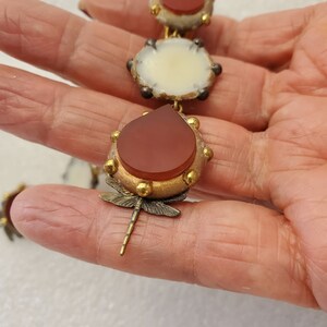 Vintage Designer Richard Minadeo 3-Tier Dangle N Drop Clip Earrings W/ Dragonflies & Carnelian Stones Nice Gift For Her image 9