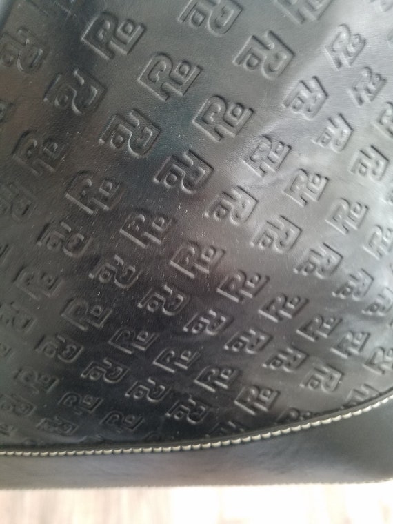 Vtg. Sturdy Genuine Black Embossed Leather "Power… - image 8