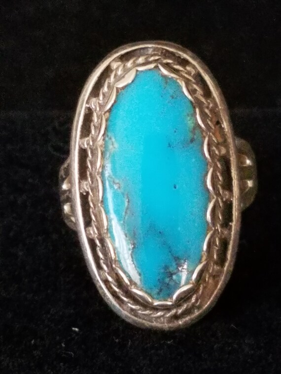 Taller And Unique Vintage Navajo Cerrillos Turquoise Native American Jewelry Silver Raindrop Ring Taller And Unique Vintage Navajo Cerrillos Turquoise Native American Jewelry Silver Raindrop Ring