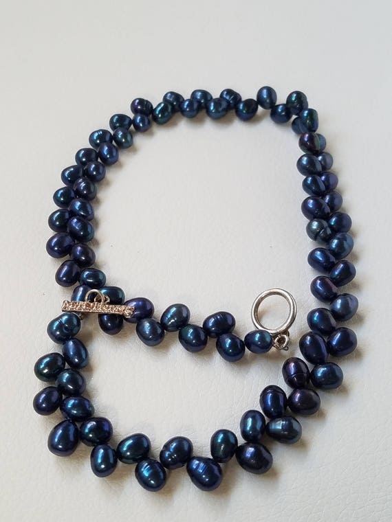 Vintage Signed M.H. Harzog Blue Freshwater Pearl … - image 6