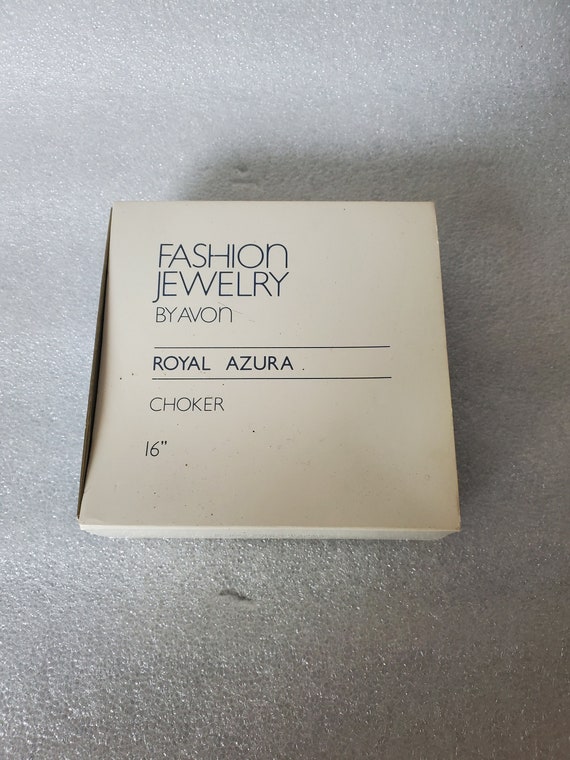 1981 AVON Royal Azura Choker New In Box Blue & Go… - image 2
