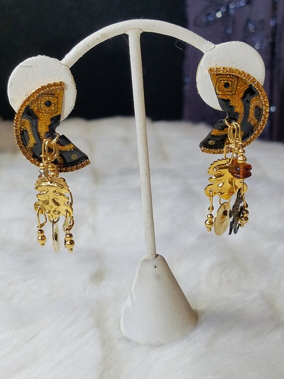 Vintage" Lunch at The Ritz" Earrings "Mayan Mexica