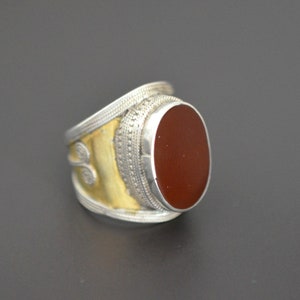 Turkmen Gilded Carnelian Ring - Size 7.5