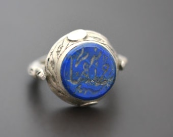 アンティーク オリエンタル ソリッド シルバー リング ラピスラズリ