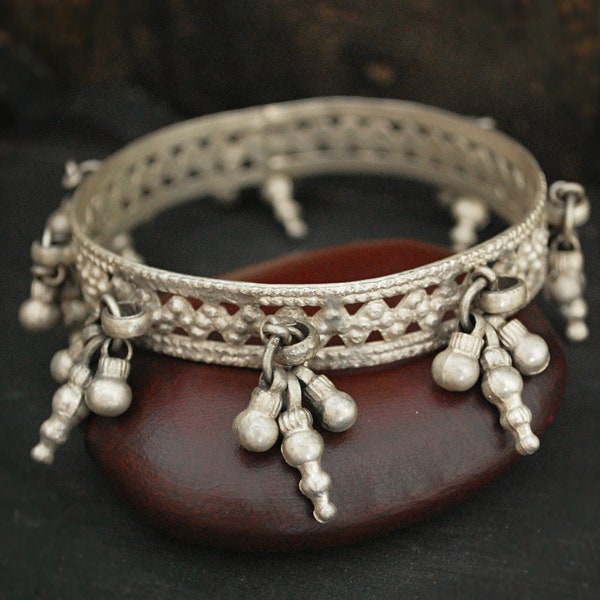 Rajasthani Silver Bracelet with Bells - Rajasthan Jewelry - Rajasthan Silver - Indian Tribal Silver Bracelet