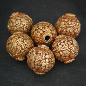 Nepali Repoussee Gold Wash Beads - Set of Six