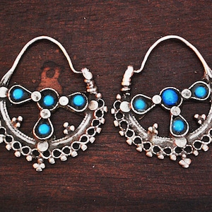 Antique Afghani Tribal Hoop Earrings - Tribal Hoop Earrings - Afghani Earrings - Ethnic Hoop Earrings - Afghani Jewelry