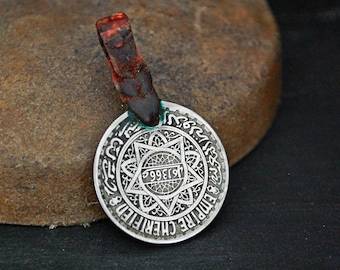 Old Berber Coin Pendant on Leather - Berber Jewelry - Berber Silver - Tribal Pendant - Ethnic Jewelry - Moroccan Jewelry - Berber Pendant
