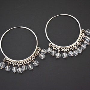 Large Ethnic Crystal Quartz Hoop Earrings
