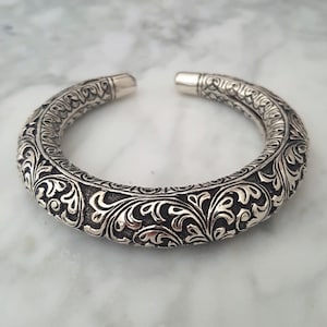 Rajasthani Silver Repoussee Bracelet Indian Silver Bracelet Rajasthani Bracelet Indian Jewelry Rajasthani Jewelry