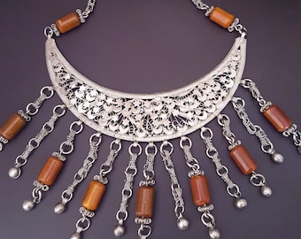 Egyptian Star and Crescent Moon Necklace with Bells