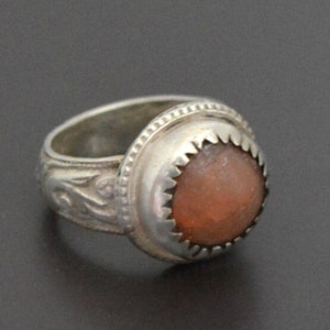 Middle Eastern Carnelian Silver Ring - Size 6.75 - Ethnic Carnelian Ring - Tribal Jewelry