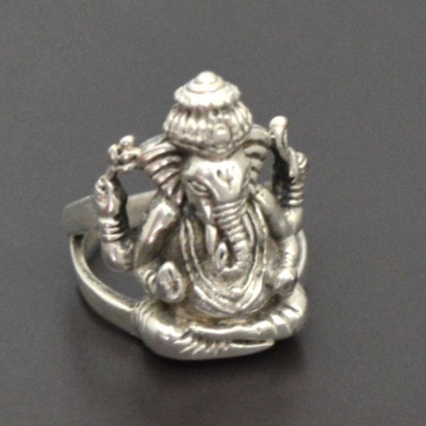 Ganesha Sterling Silver Ring - Size 9