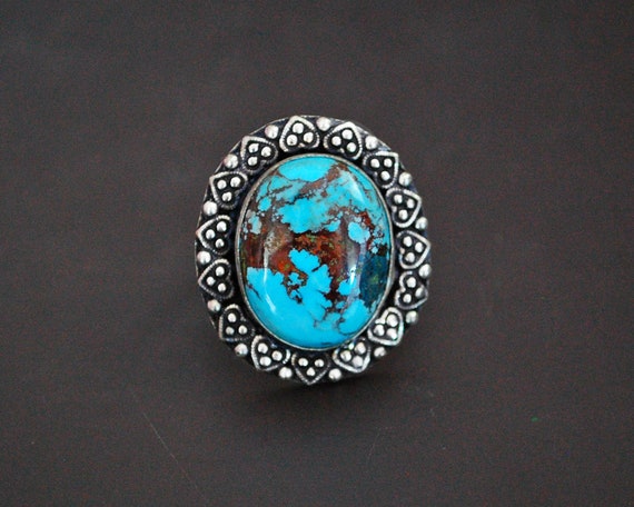 Ethnic Turquoise Ring from India - Size 7.5 - Eth… - image 1