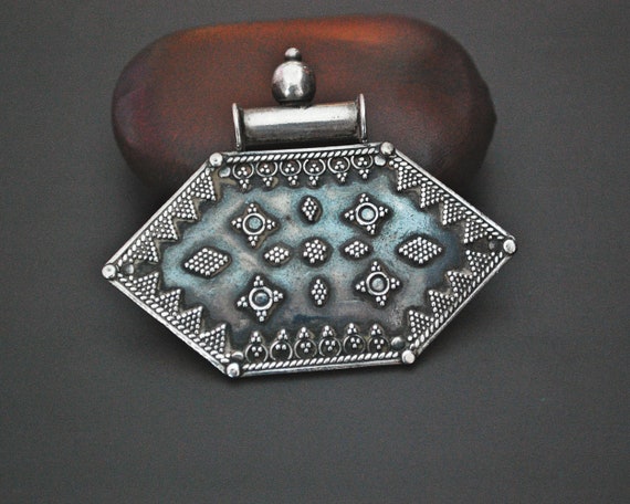 Large Indian Silver Amulet - Ethnic Indian Pendant