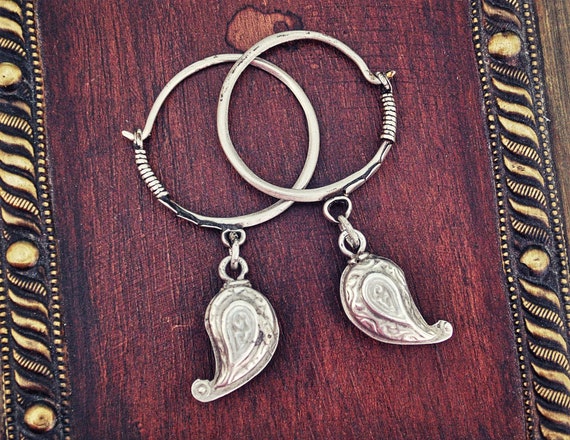 Antique Afghani Hoop Earrings - Kuchi Hoop Earring