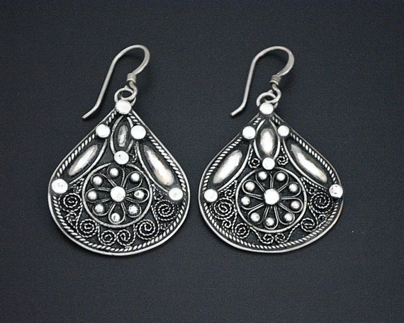 Vintage Indian Silver Earrings - Rajasthani Silver