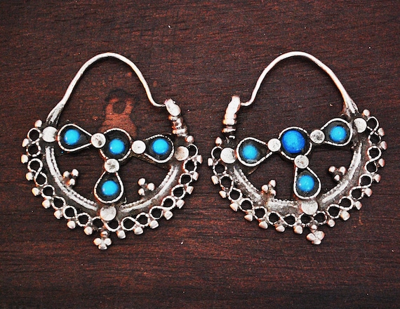 Antique Afghani Tribal Hoop Earrings - Tribal Hoop