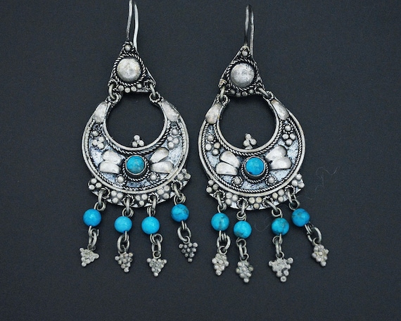 Ethnic Dangle Earrings with Turquoise