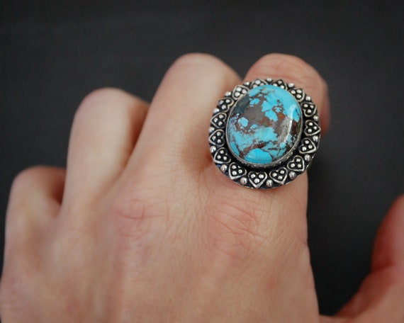 Ethnic Turquoise Ring from India - Size 7.5 - Eth… - image 4