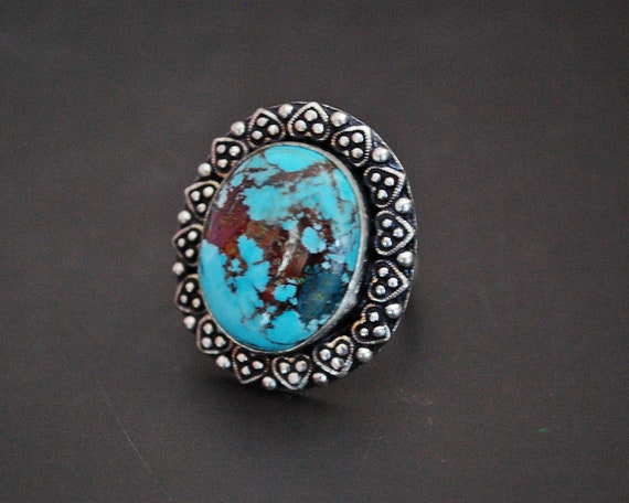Ethnic Turquoise Ring from India - Size 7.5 - Eth… - image 2