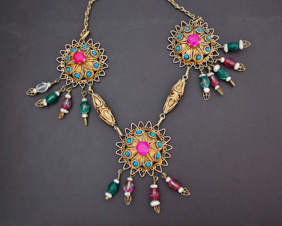 Pearl and Coral Pendant Pretty Uzbek Turquoise Uzbek Jewelry Uzbekistan Jewelry Central Asian Jewelry
