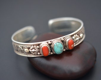 Grand Bracelet Argent Népalais – Filigrane Artisanal – Taille Large