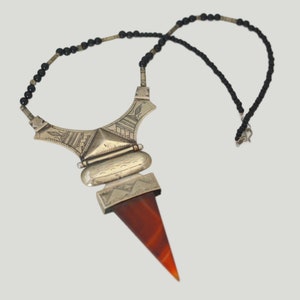 Tuareg Agate Silver Pendant Necklace - Tuareg Necklace - Tuareg Jewelry - Ethnic Jewelry