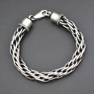 Thick Woven Silver Snake Chain Bracelet - XS size