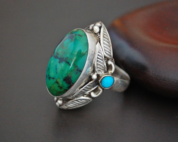 Ethnic Turquoise Ring from India - Size 8.75 - Eth
