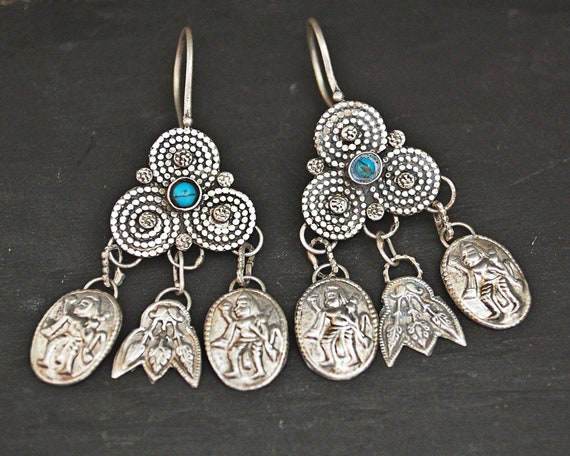 Vintage Afghani Earrings with Turquoise - Ethnic E