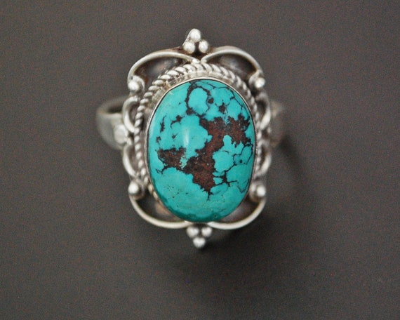 Ethnic Turquoise Ring from India - Size 10.5 - Eth