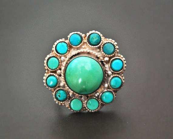 Ethnic Turquoise Ring from India - Size 7.75 - Eth
