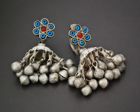 Tribal Kashmiri Jhumka Earrings - Tribal Silver Ea