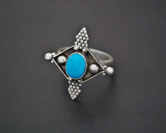 Ethnic Turquoise Ring from India - Size 7.5 - Ethn