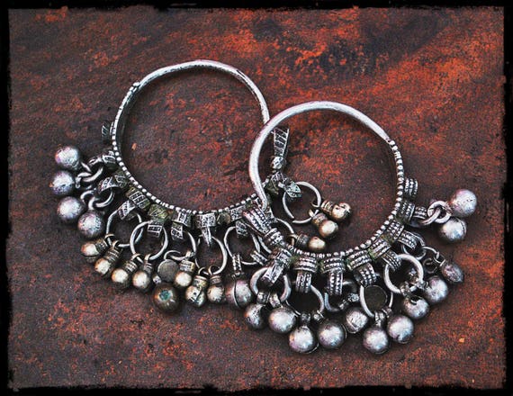 Antique Yemen Bedouin Hoop Earrings - Tribal Hoop