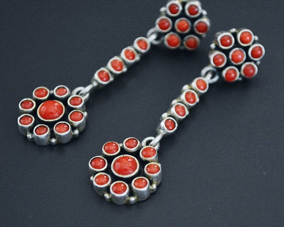 Ethnic Coral Dangle Earrings - Ethnic Coral Earri
