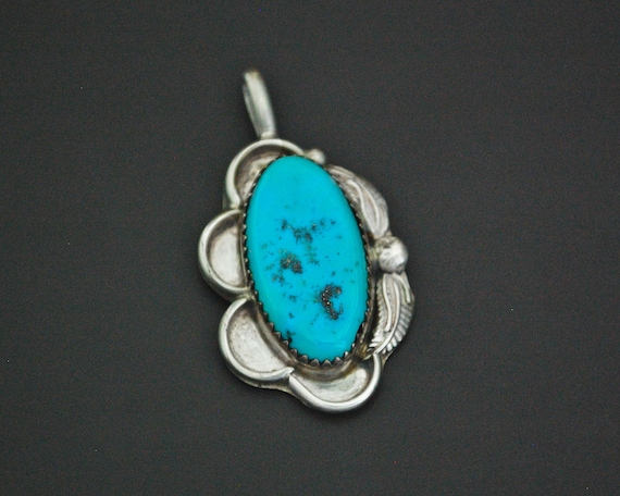 Native American Navajo Turquoise Feather Pendant - Navajo