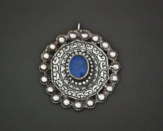 Ethnic Lapis Lazuli Sterling Silver Pendant