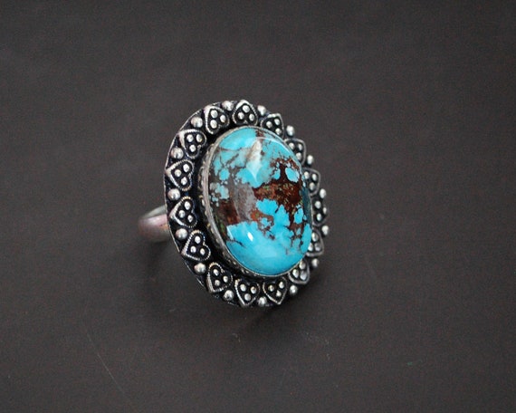 Ethnic Turquoise Ring from India - Size 7.5 - Eth… - image 3