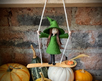 Kitchen Witch doll with miniature pumpkin