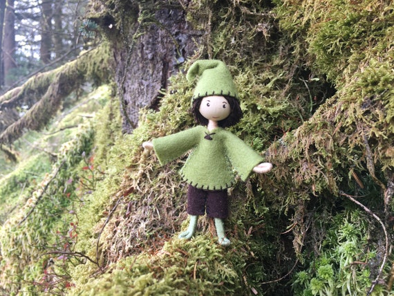 Greetings card Forest Elf bendy doll