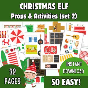 Kit de elfo para impressão com acessórios e atividades, pacote de acessórios para download instantâneo (conjunto 2)