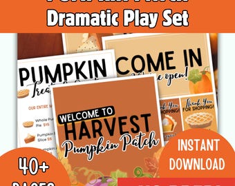Printable Harvest Pumpkin Patch Dramatic Play for Kids, Fall Activities, Autumn Crafts