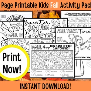 Printable Fall Activity Placemats, Fall Coloring Pages for Kids, Fall Activity Sheets, Fall Activity Placemat Pack INSTANT DOWNLOAD