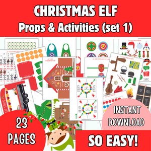 Kit de elfo para impressão com acessórios e atividades, pacote de acessórios para download instantâneo (conjunto 1)