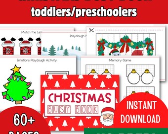 Printable Christmas Busy Book – 64 Page Holiday Learning Binder for Toddlers & Preschoolers