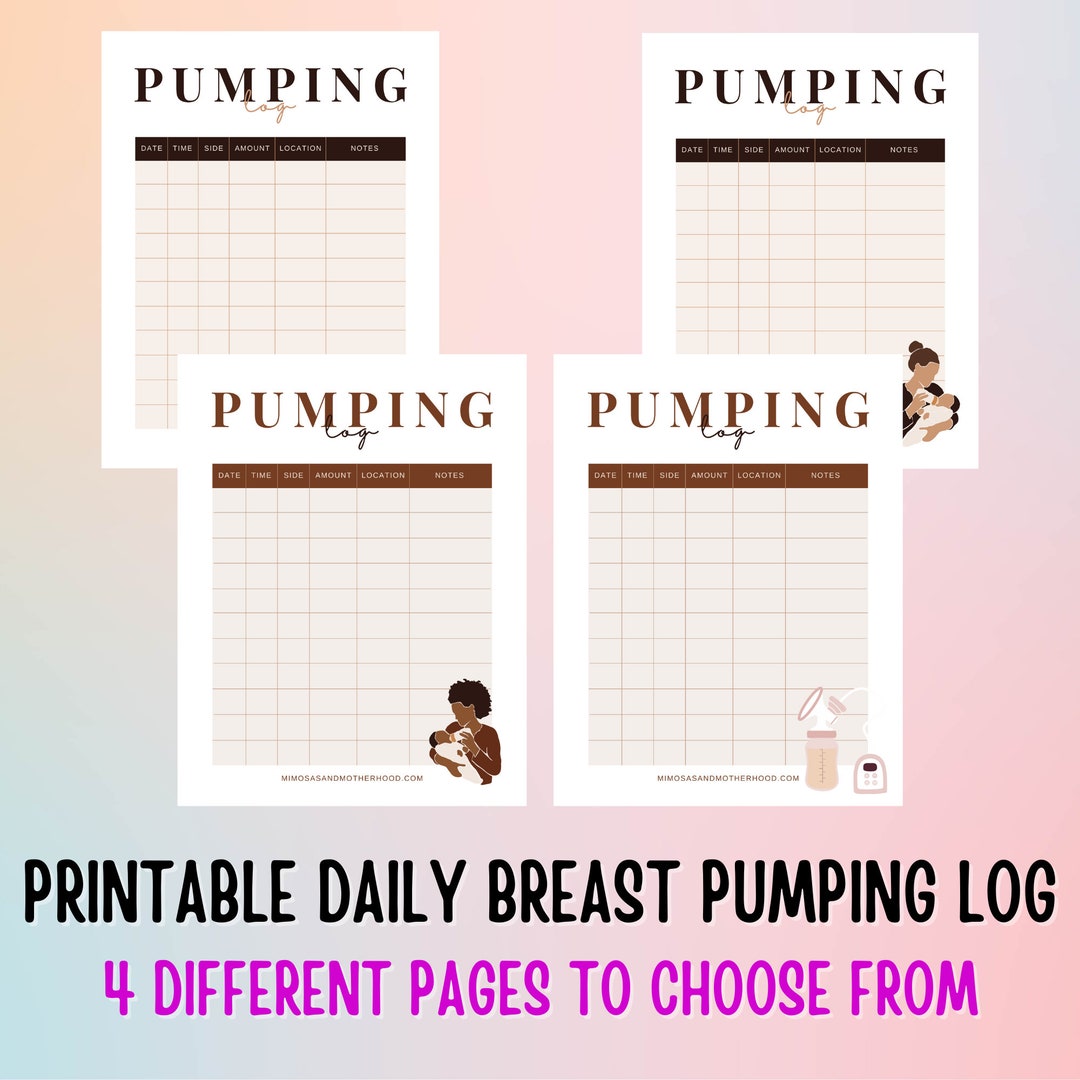 Daily Breast Pumping Log Chart, Milk Pumping Schedule Tracker Printable